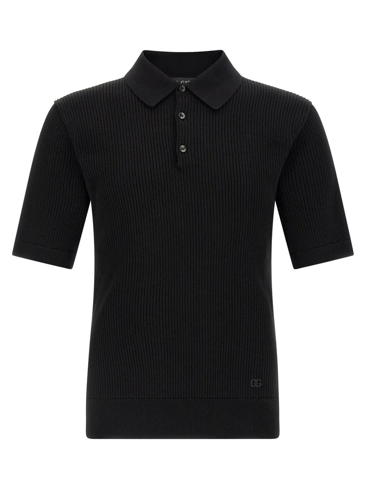 Dolce &amp; Gabbana Black Cotton Polo Shirt