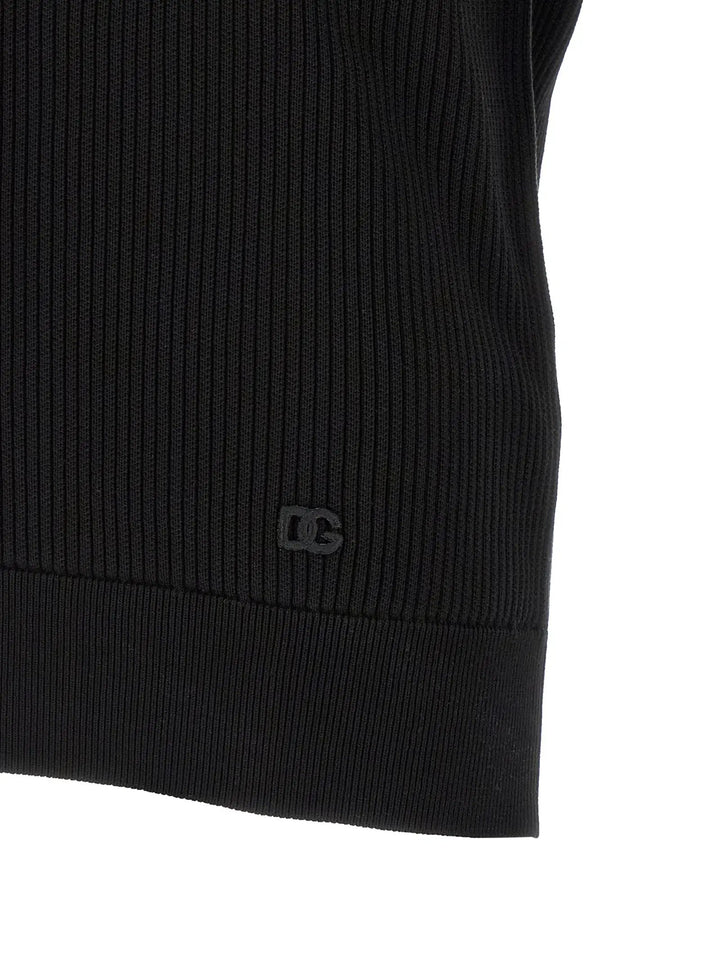 Dolce &amp; Gabbana Black Cotton Polo Shirt
