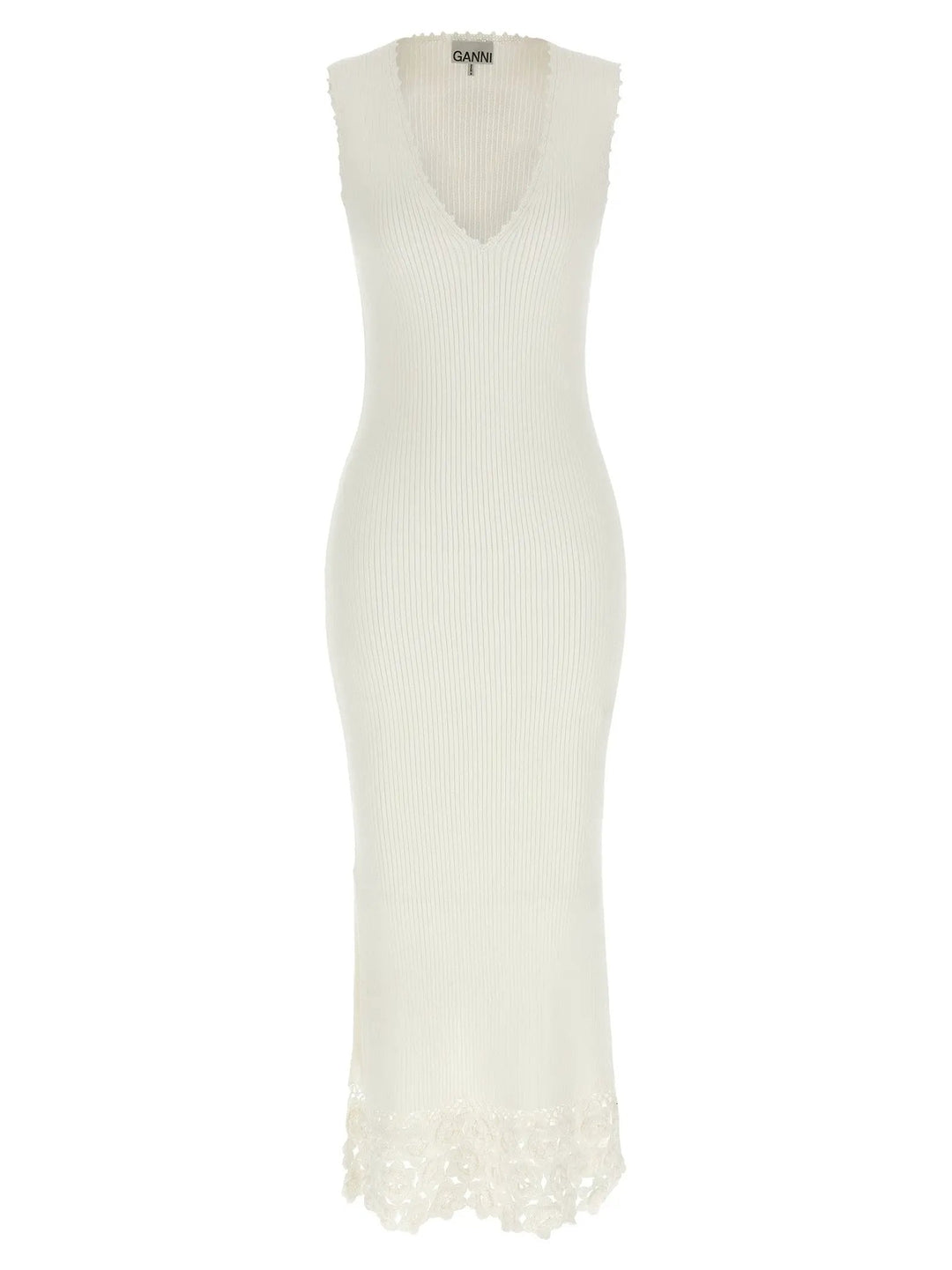 Ganni White Organic Cotton Long Dress