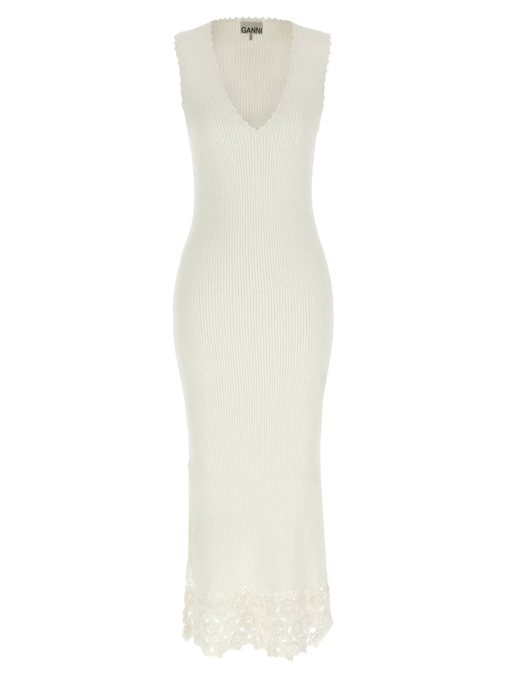 Ganni White Organic Cotton Long Dress