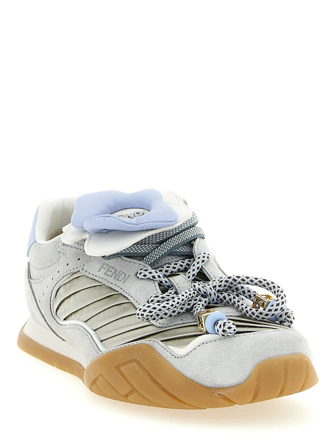 Fendi Gray Calfskin Athletic Sneakers