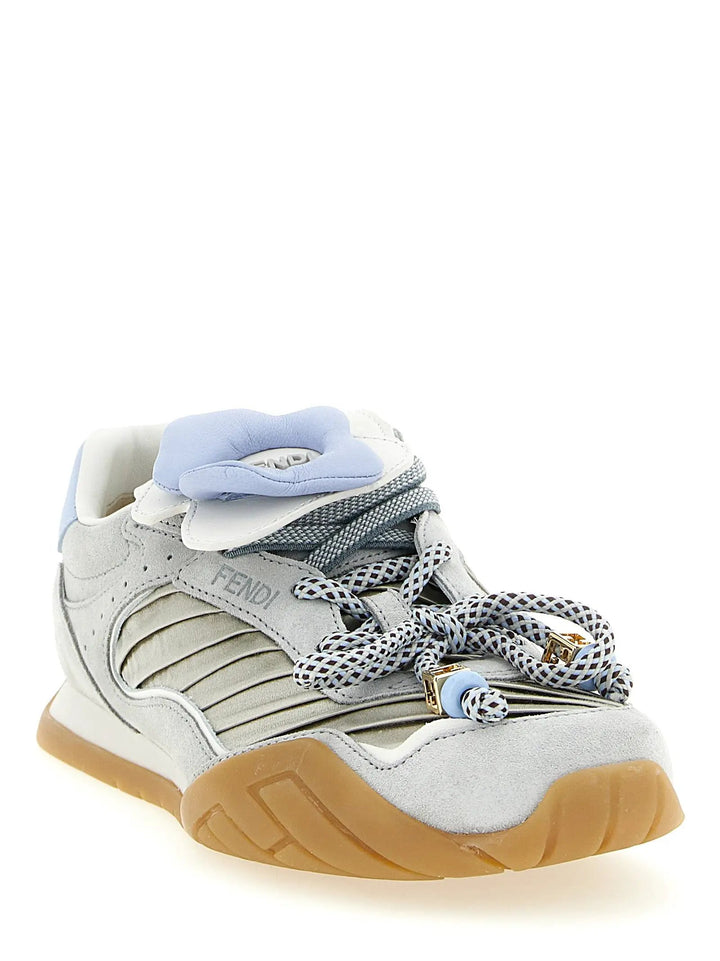 Fendi Gray Calfskin Athletic Sneakers
