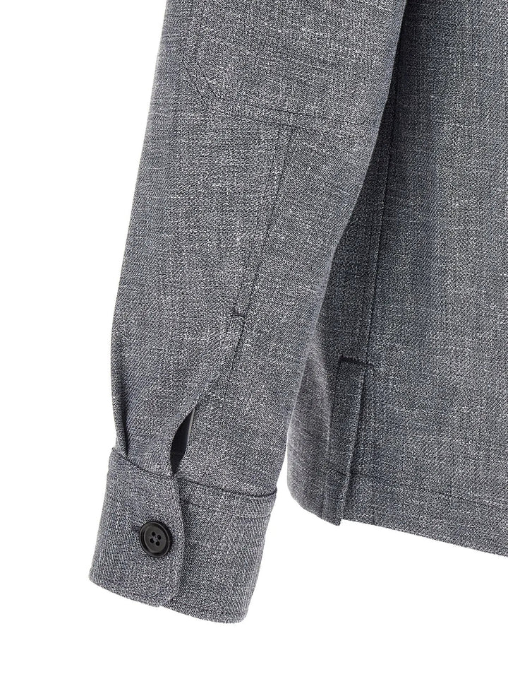 ZEGNA Blue Linen Blouse
