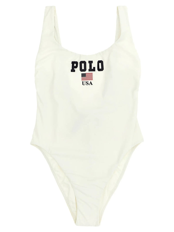 Polo Ralph Lauren White Nylon One-Piece Swimsuit