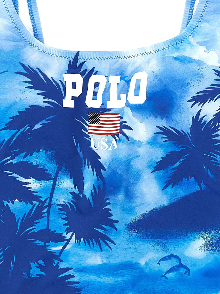 Polo Ralph Lauren Blue Nylon One-Piece Swimsuit
