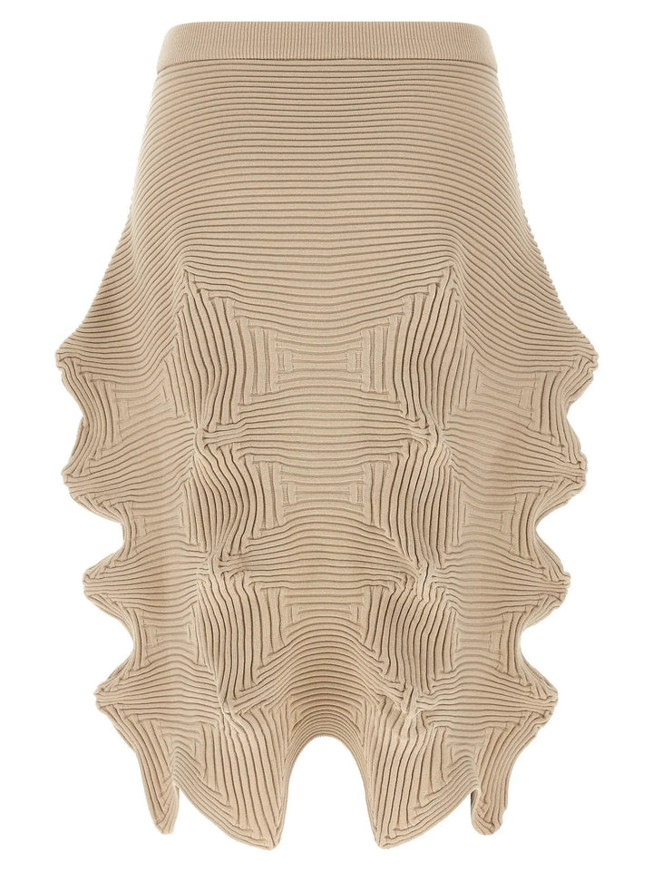Issey Miyake Beige Polyester Midi Skirt