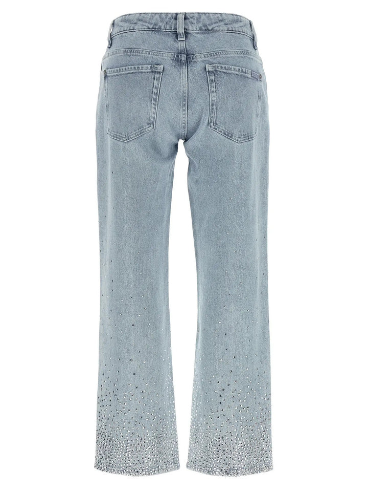 7 For All Mankind Blue Cotton Straight-Leg Jeans