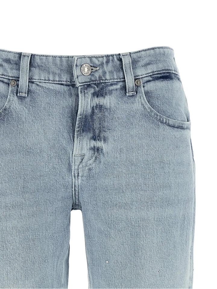 7 For All Mankind Blue Cotton Straight-Leg Jeans