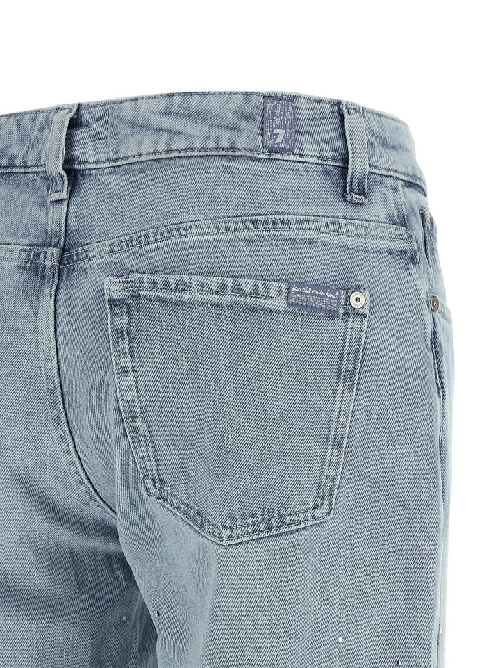 7 For All Mankind Blue Cotton Straight-Leg Jeans