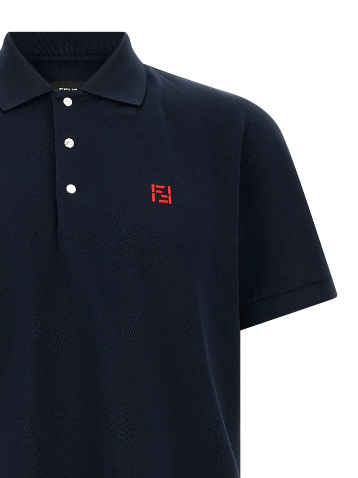 Fendi Blue Cotton Polo Shirt