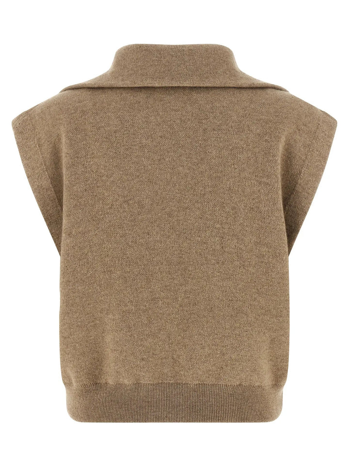 Brunello Cucinelli Beige Cashmere Sleeveless Jacket