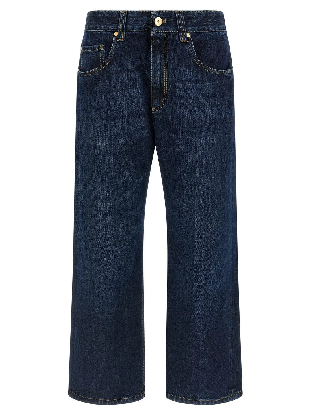 Brunello Cucinelli Blue Cotton Cropped Jeans