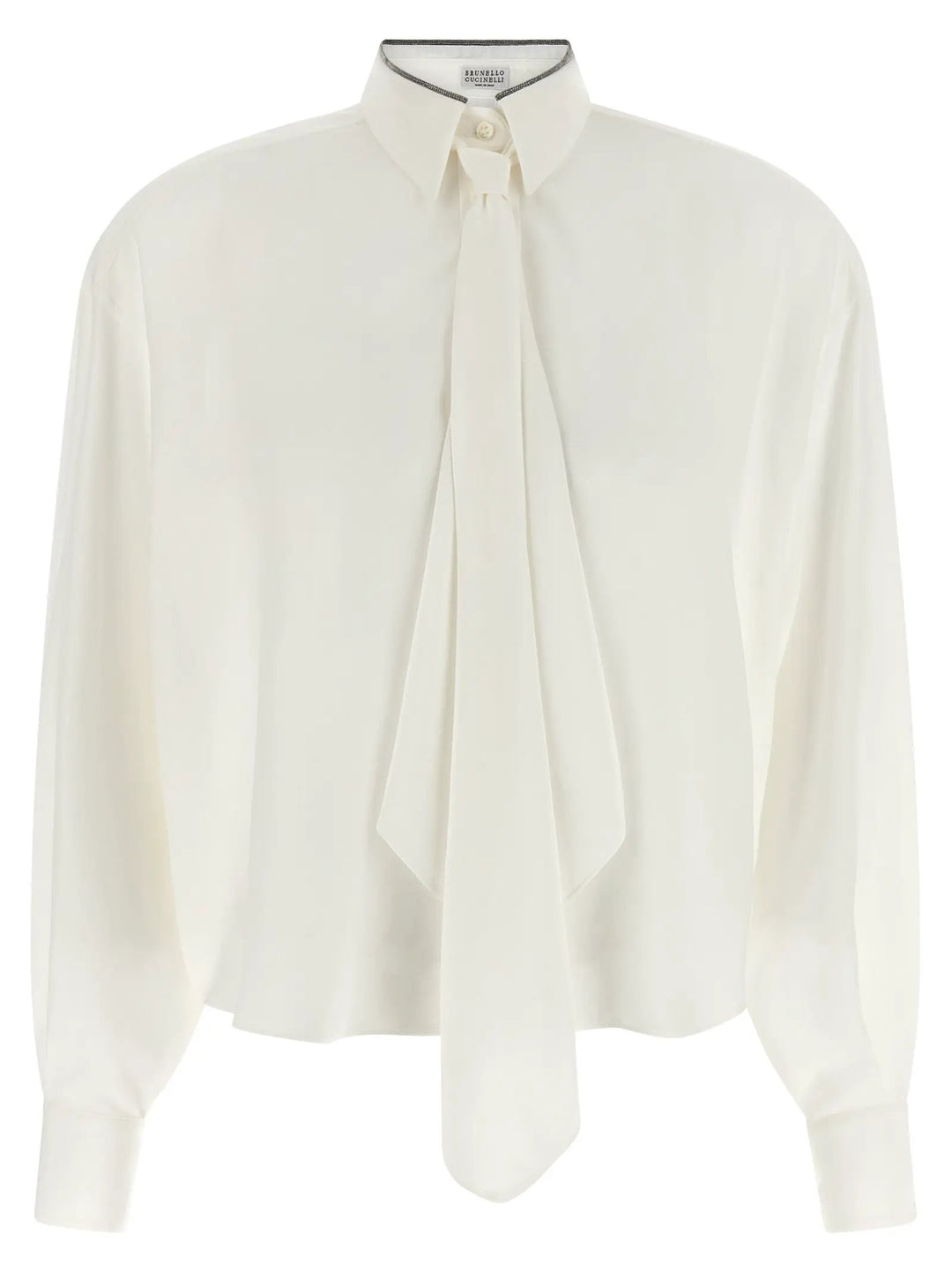 Brunello Cucinelli White Silk Blouse