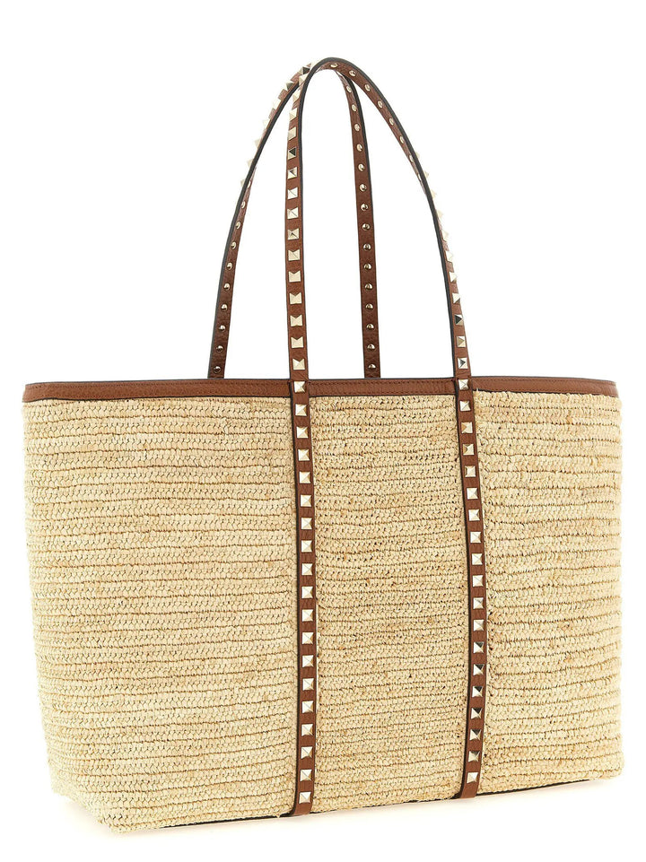 Valentino Garavani Beige Straw Tote Bag