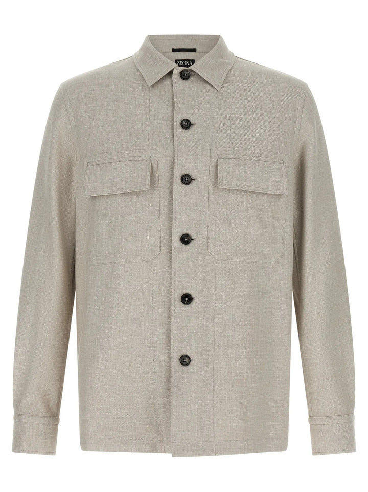 ZEGNA Gray Linen Blouse