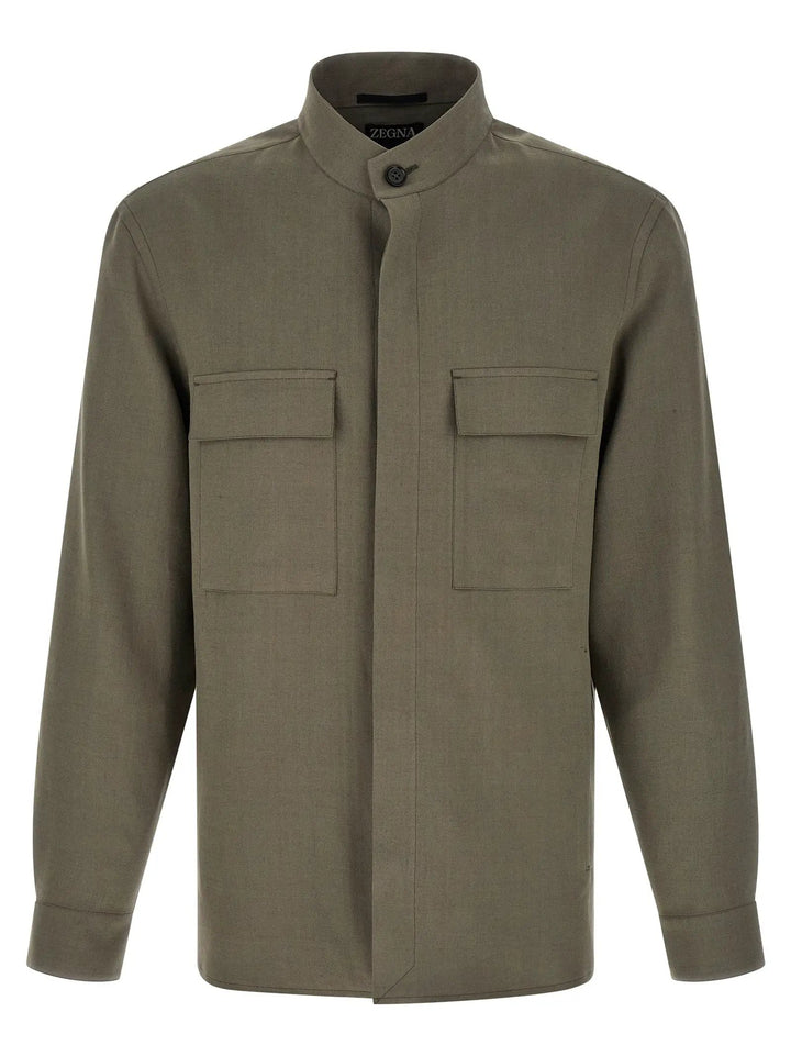 ZEGNA Gray Linen Blouse