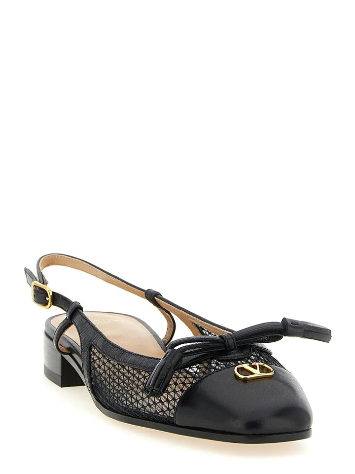 Valentino Garavani Black Leather Ballet Flats