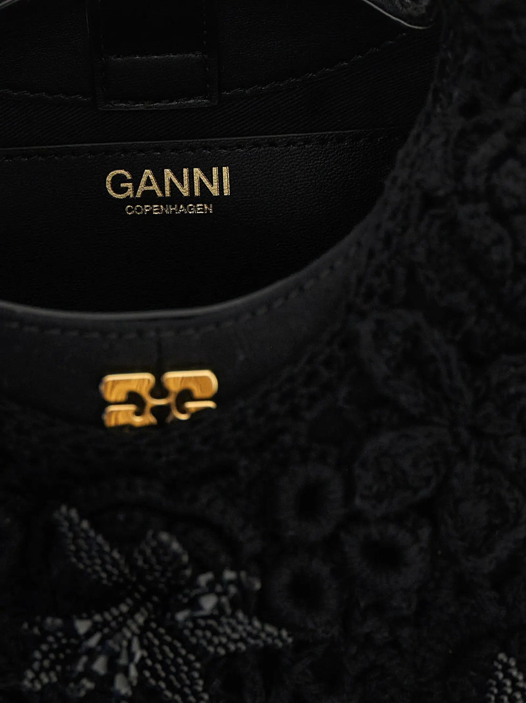 Ganni Black Organic Cotton Handbag