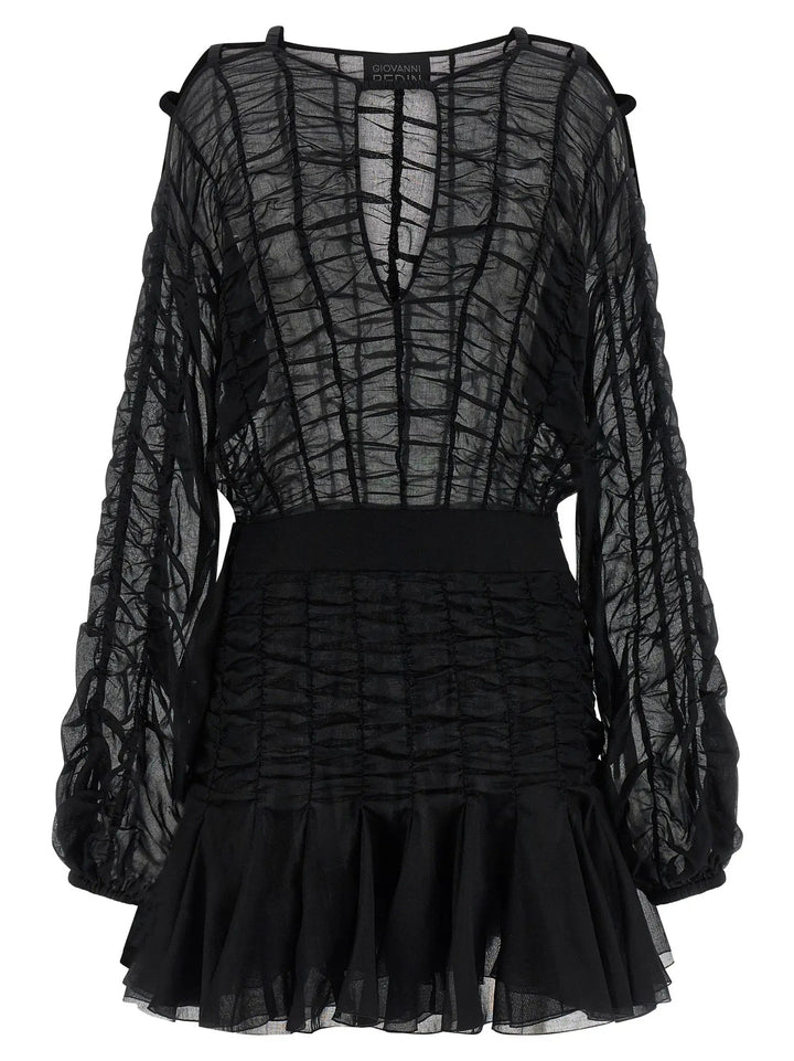 Giovanni Bedin Black Cotton Short Dress