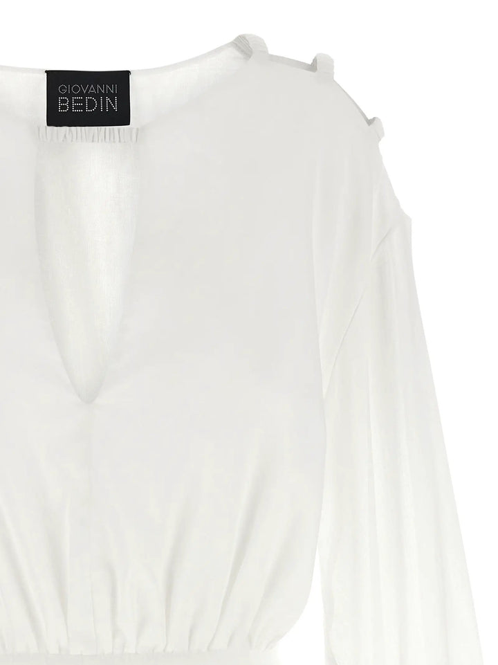 Giovanni Bedin White Cotton Short Dress