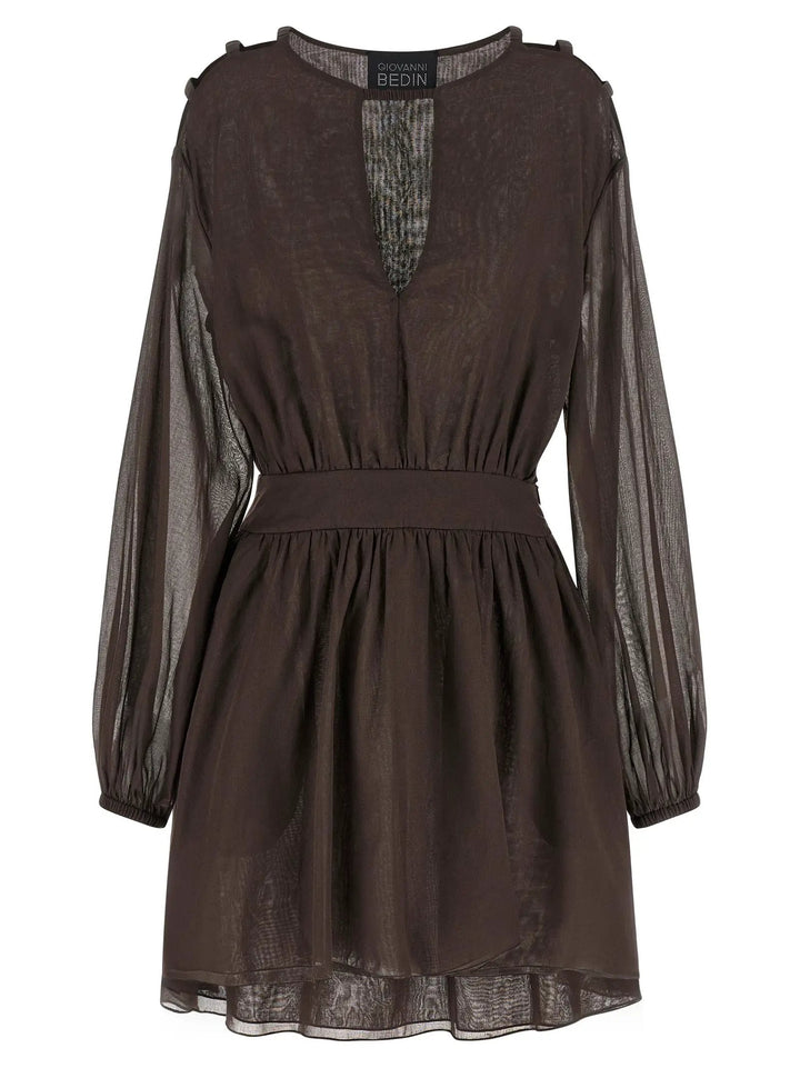 Giovanni Bedin Brown Cotton Short Dress