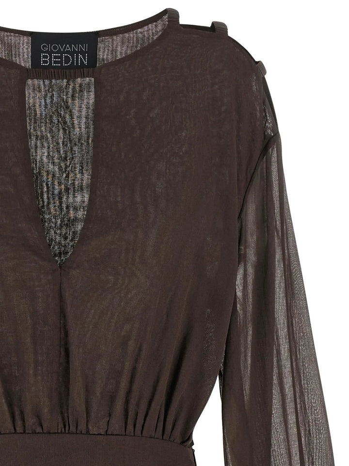 Giovanni Bedin Brown Cotton Short Dress