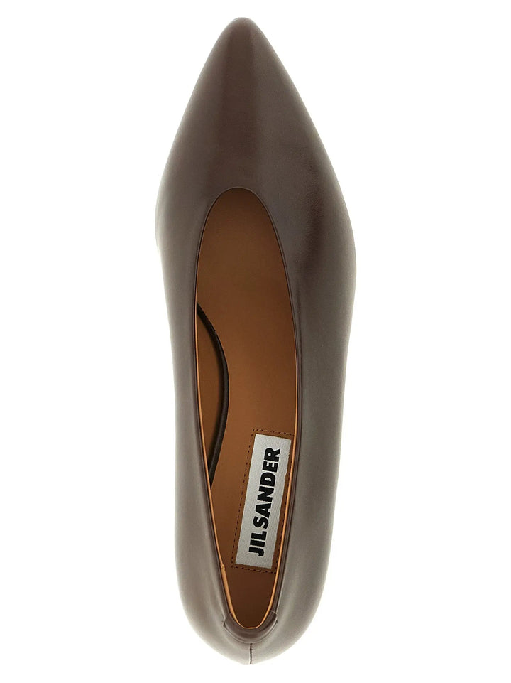 Jil Sander Brown Calfskin Mid Heel Pumps