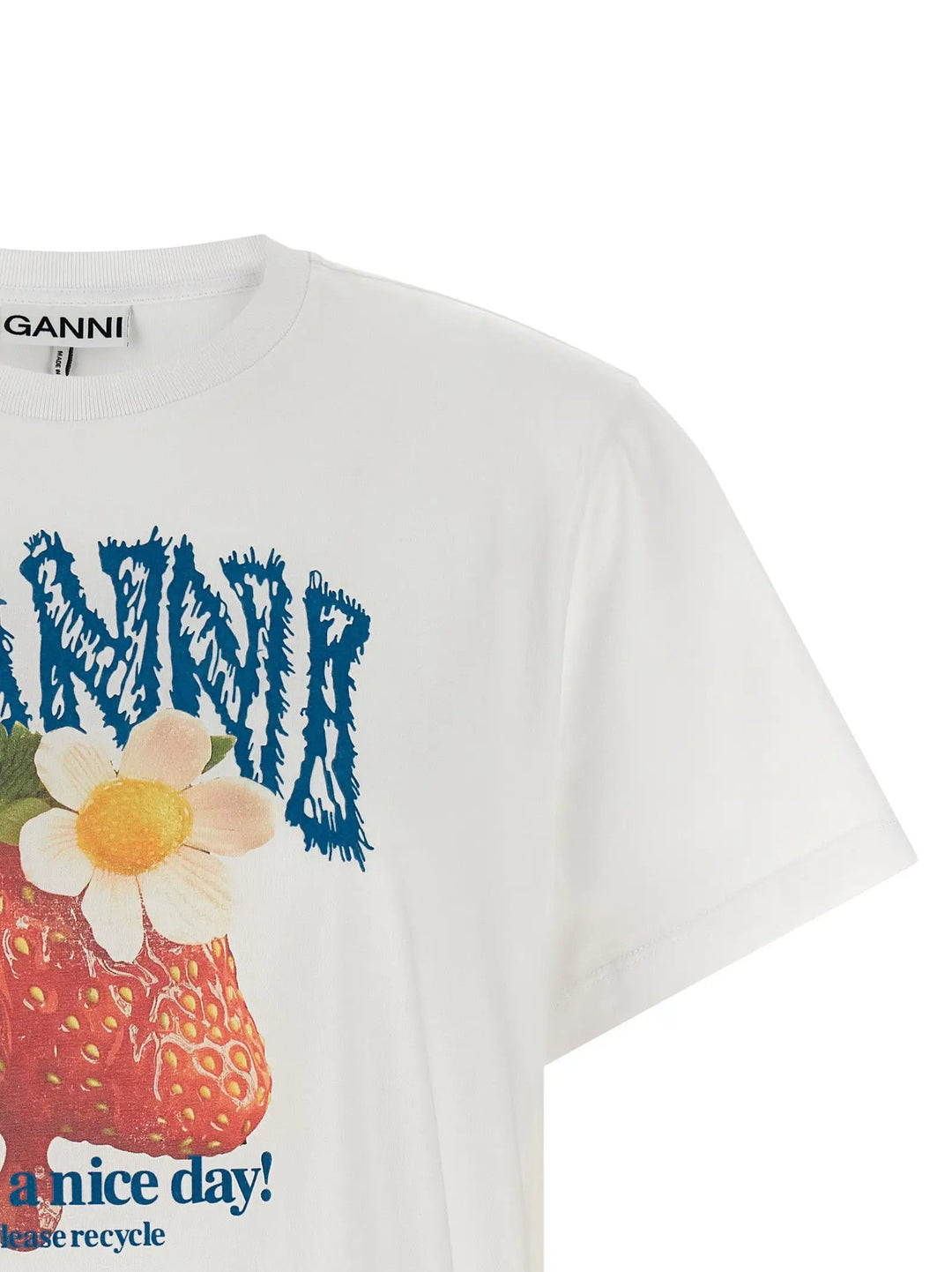 Ganni Sample Sale | Ganni White Organic Cotton T-Shirt - | Designer outlet