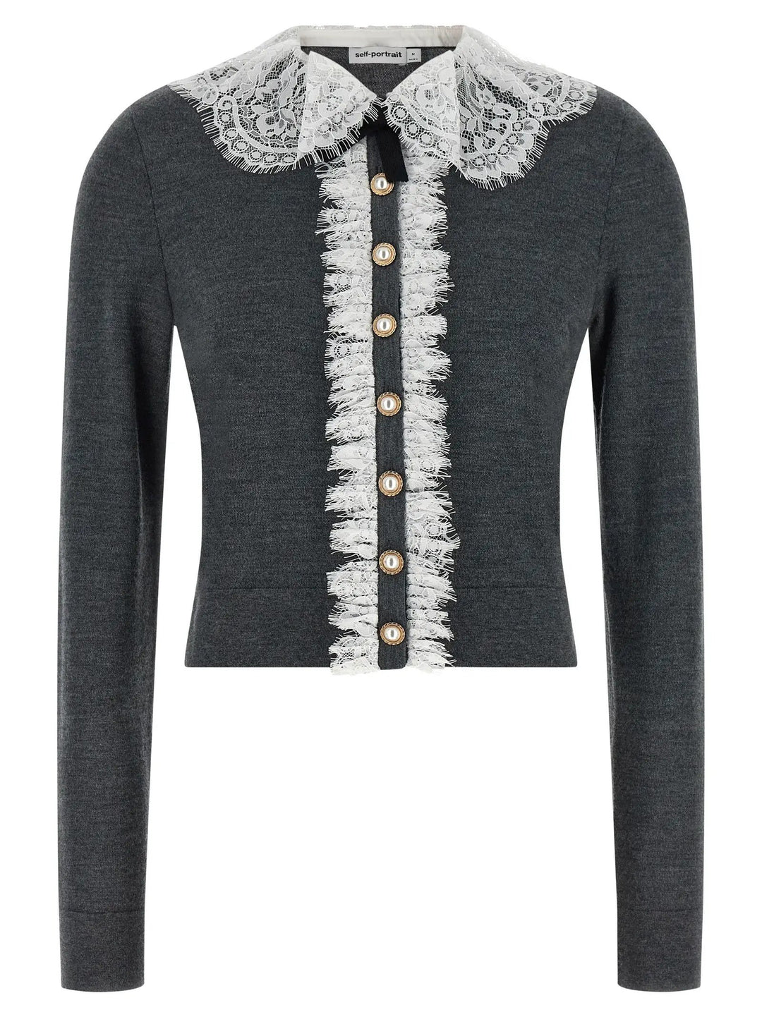 Self-Portrait Gray Wool Cardigan