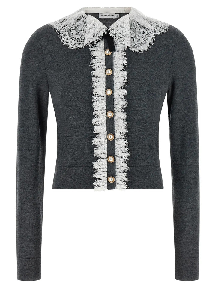 Self-Portrait Gray Wool Cardigan
