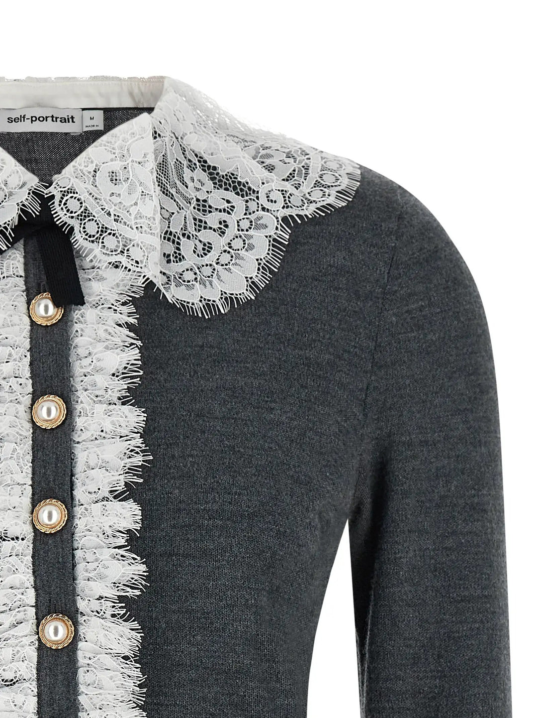 Self-Portrait Gray Wool Cardigan