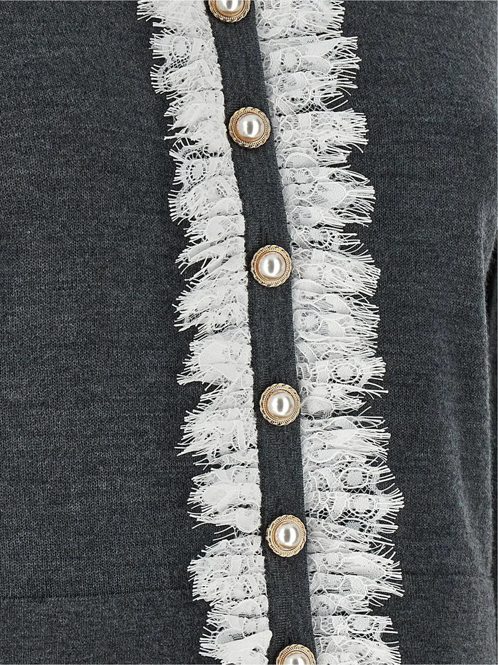 Self-Portrait Gray Wool Cardigan