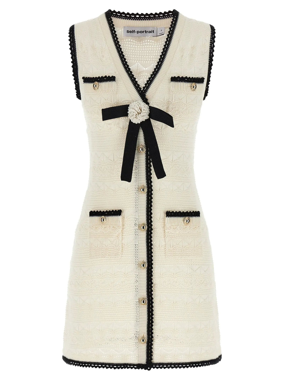 Self-Portrait Bicolor Cotton Short Dress