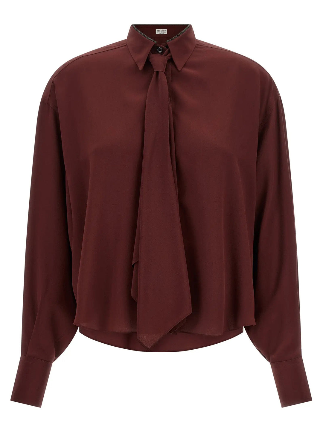 Brunello Cucinelli Bordeaux Silk Blouse