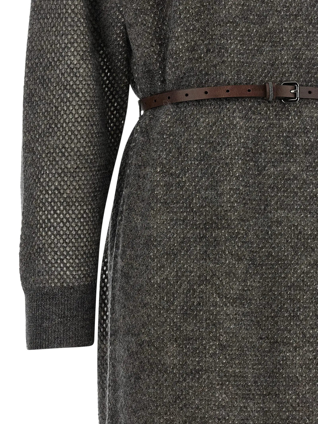 Brunello Cucinelli Gray Wool Midi Dress