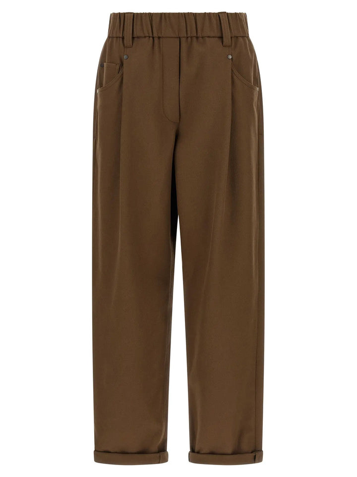 Brunello Cucinelli Brown Cotton Casual Pants