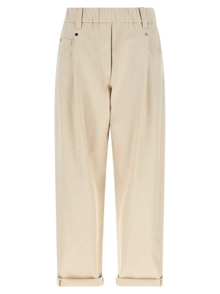 Brunello Cucinelli Beige Cotton Casual Pants