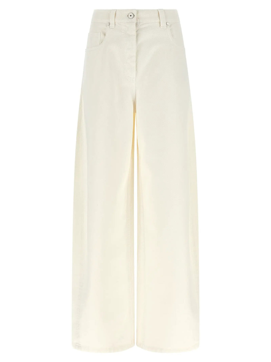 Brunello Cucinelli White Cotton Relaxed Fit Jeans