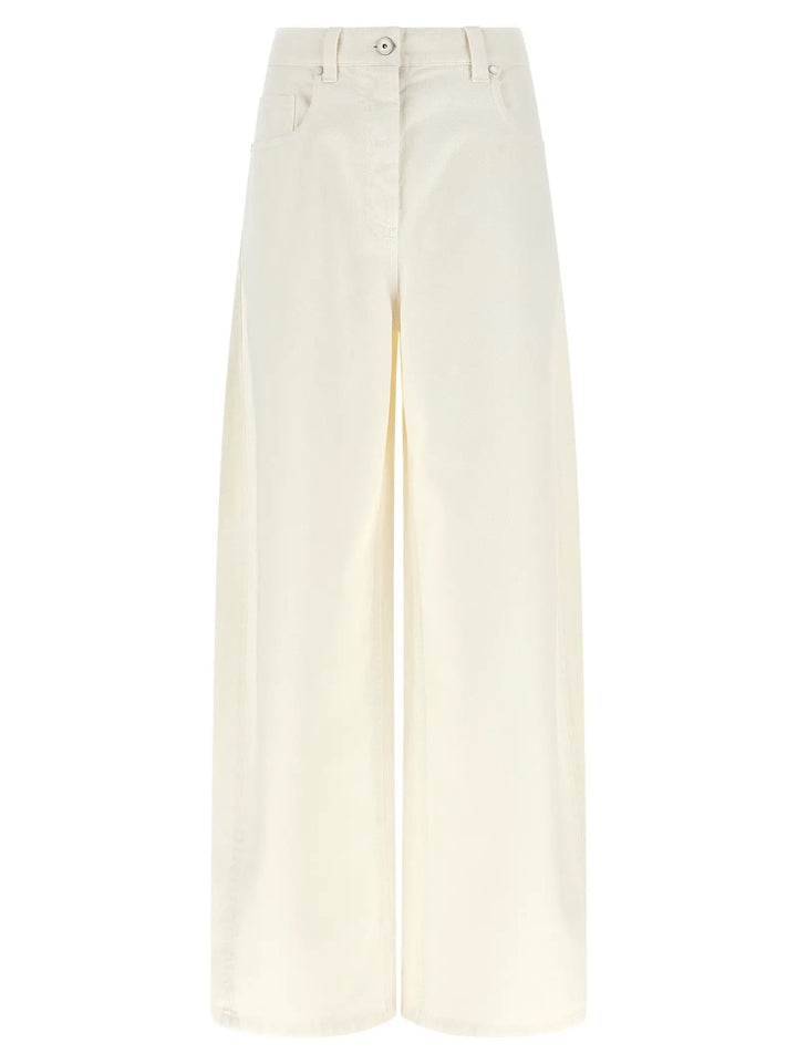 Brunello Cucinelli White Cotton Relaxed Fit Jeans