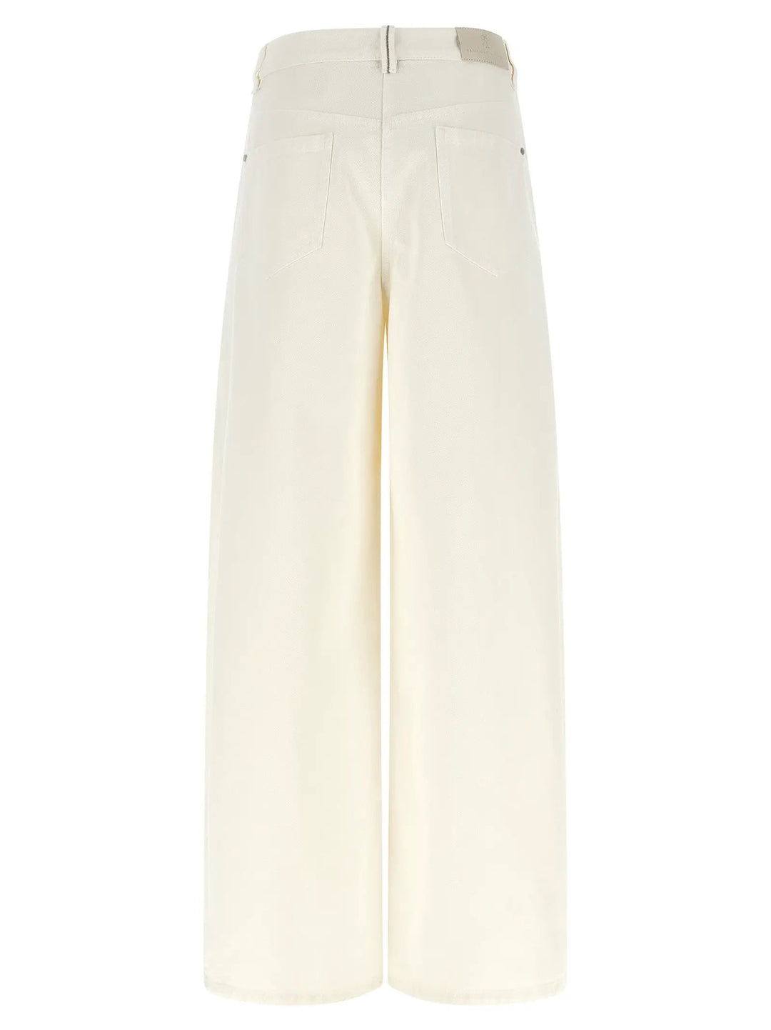 Brunello Cucinelli White Cotton Relaxed Fit Jeans