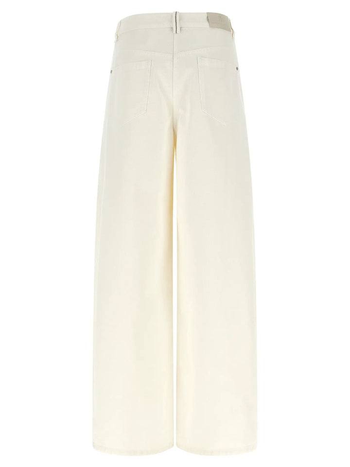 Brunello Cucinelli White Cotton Relaxed Fit Jeans