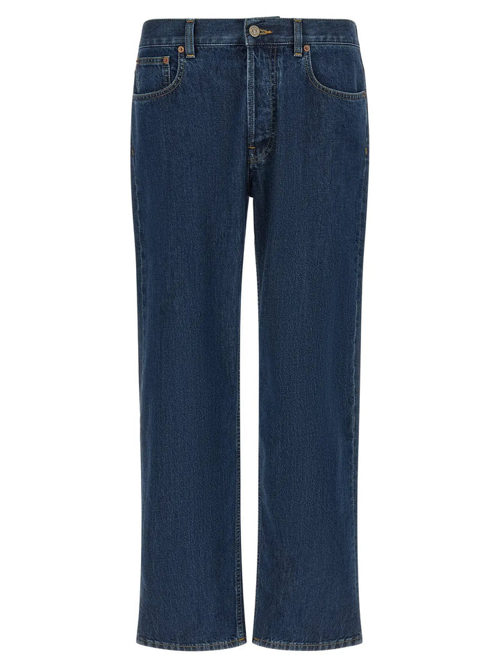 Valentino Garavani Blue Cotton Straight-Leg Jeans