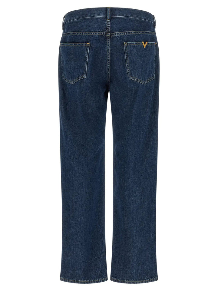 Valentino Garavani Blue Cotton Straight-Leg Jeans