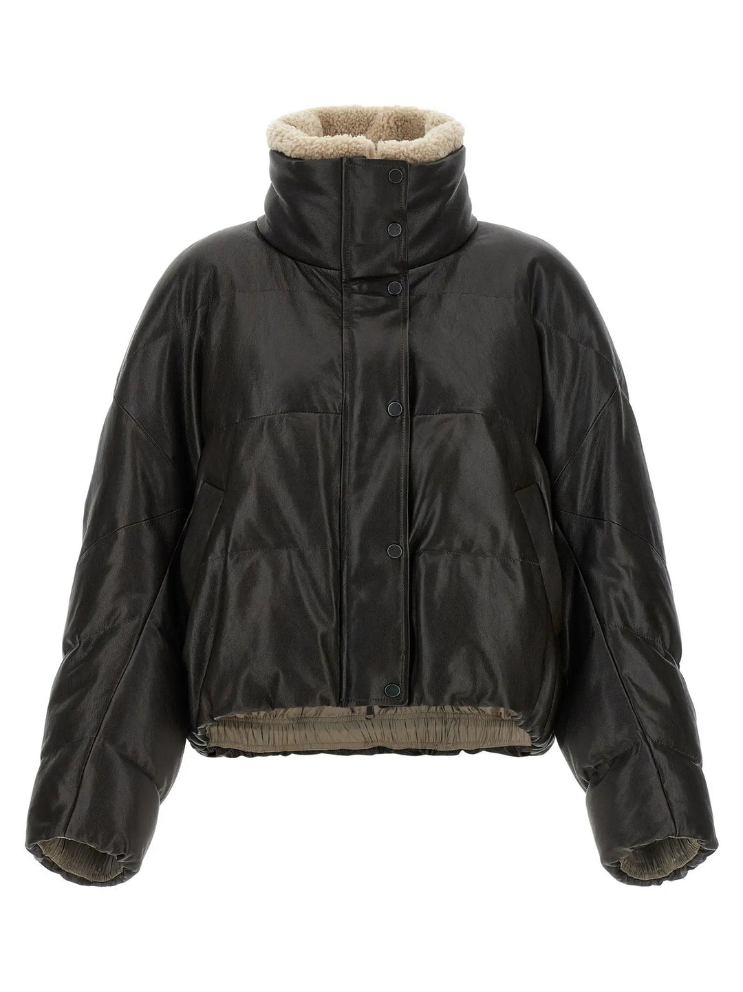 Brunello Cucinelli Brown Lamb Leather Leather Jacket