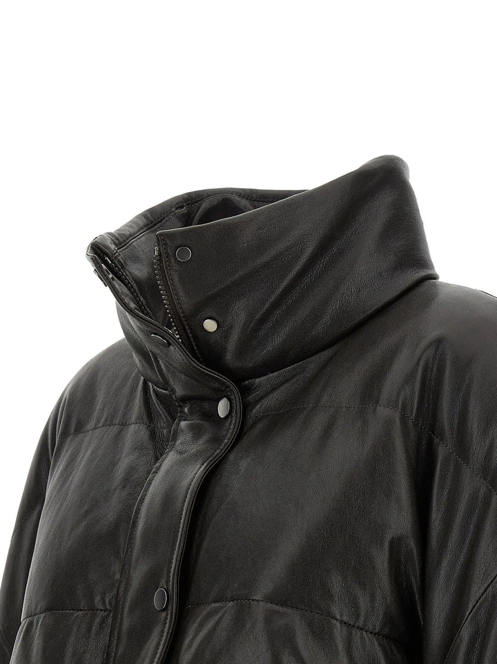 Brunello Cucinelli Brown Lamb Leather Leather Jacket