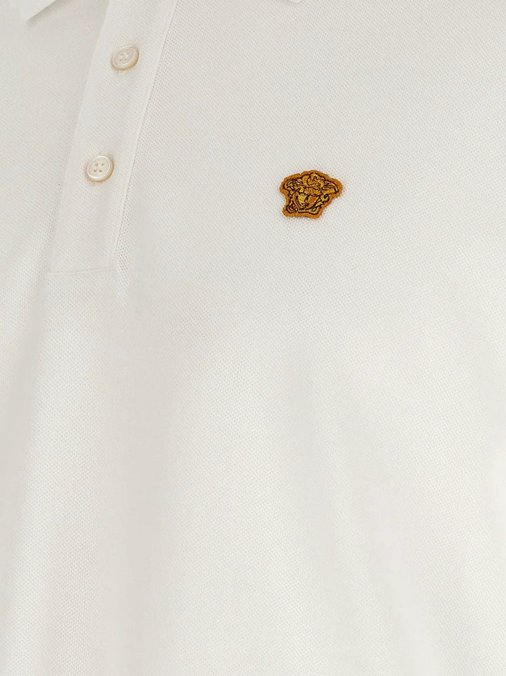 Versace White Cotton Polo Shirt