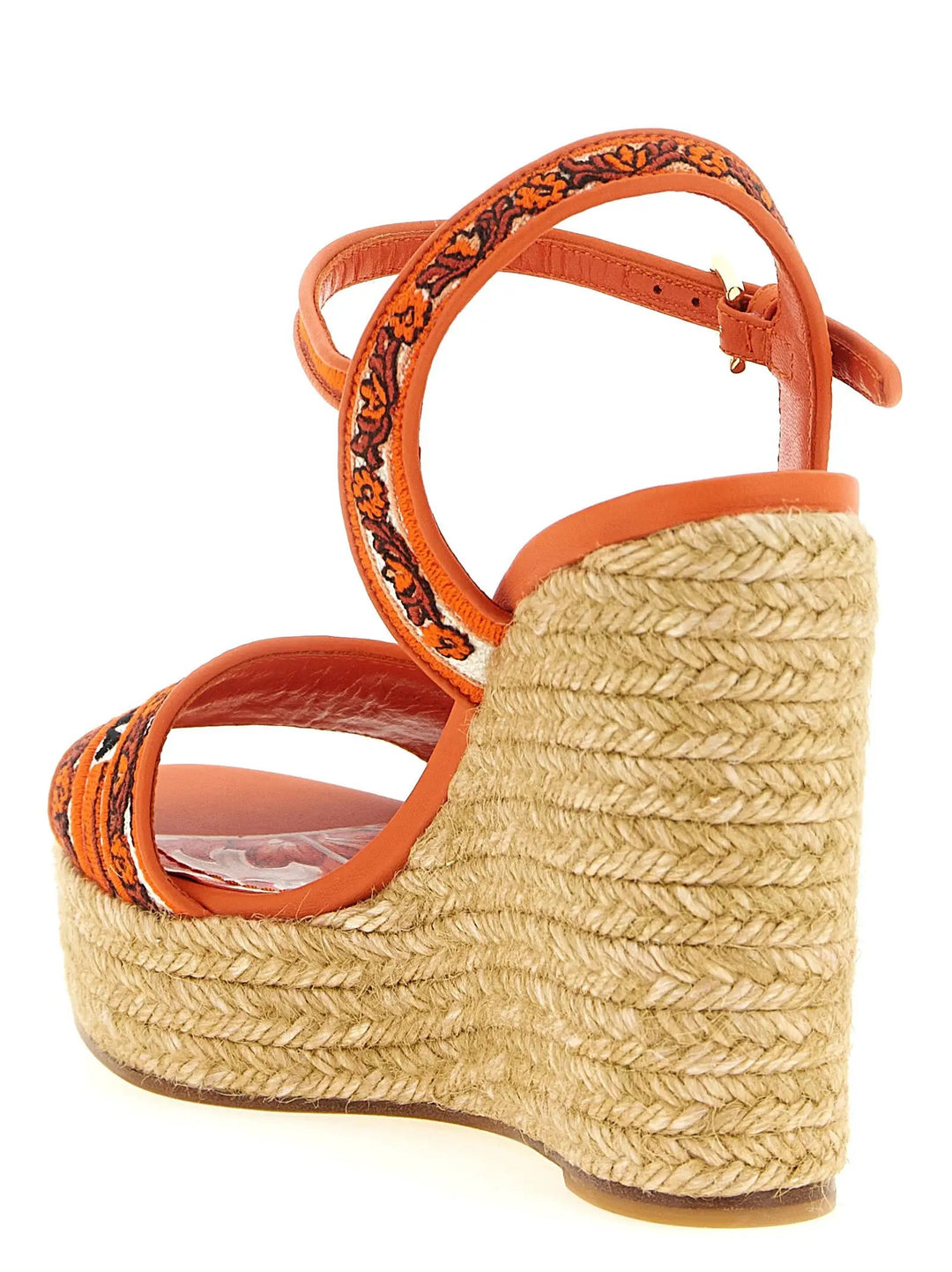Dolce &amp; Gabbana Orange Cotton Wedge Sandals