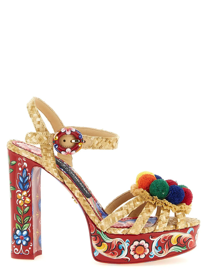 Dolce &amp; Gabbana Multicolor Viscose Stiletto Heel Sandals