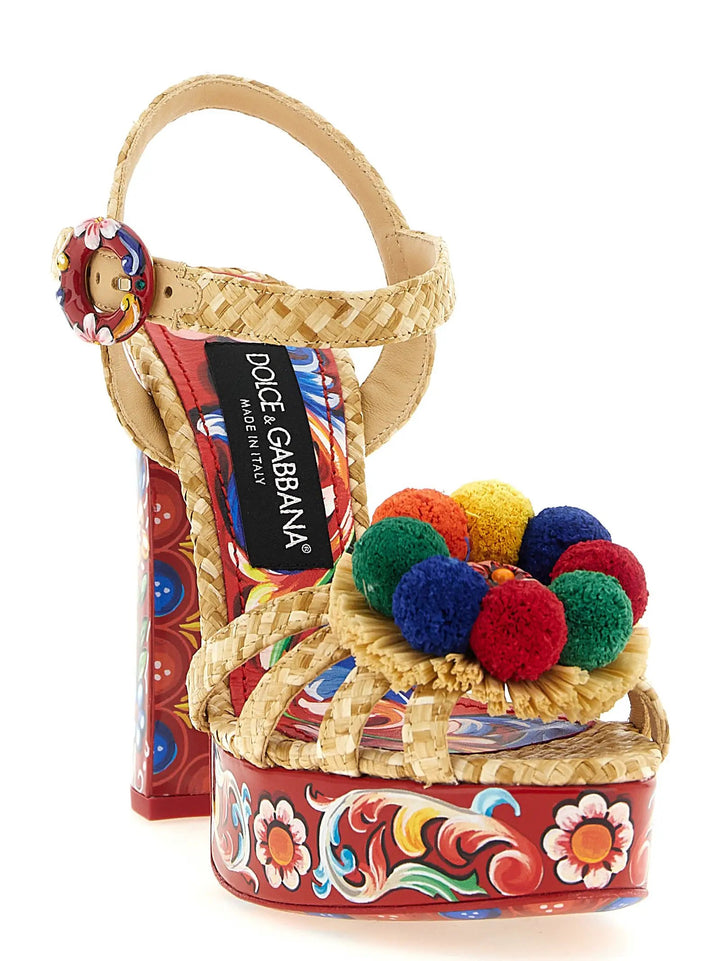 Dolce &amp; Gabbana Multicolor Viscose Stiletto Heel Sandals