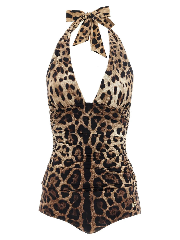Dolce &amp; Gabbana Brown Polyamide One-Piece Swimsuit